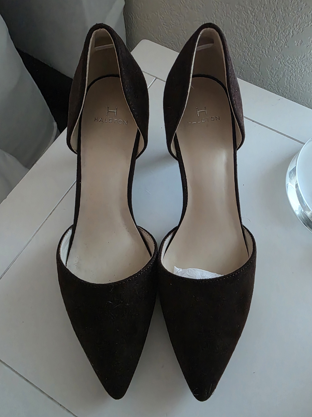 H by Halston Brown Suede Pointed D'Orsay Pumps